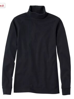 NWT L.L. Bean Women’s Black Interlock Cotton Turtleneck